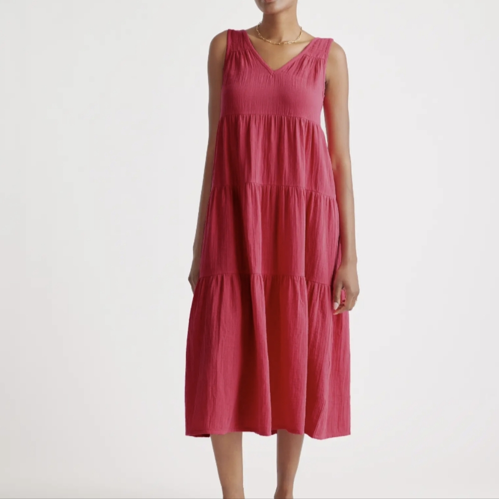 Quince cotton gauze tiered maxi dress